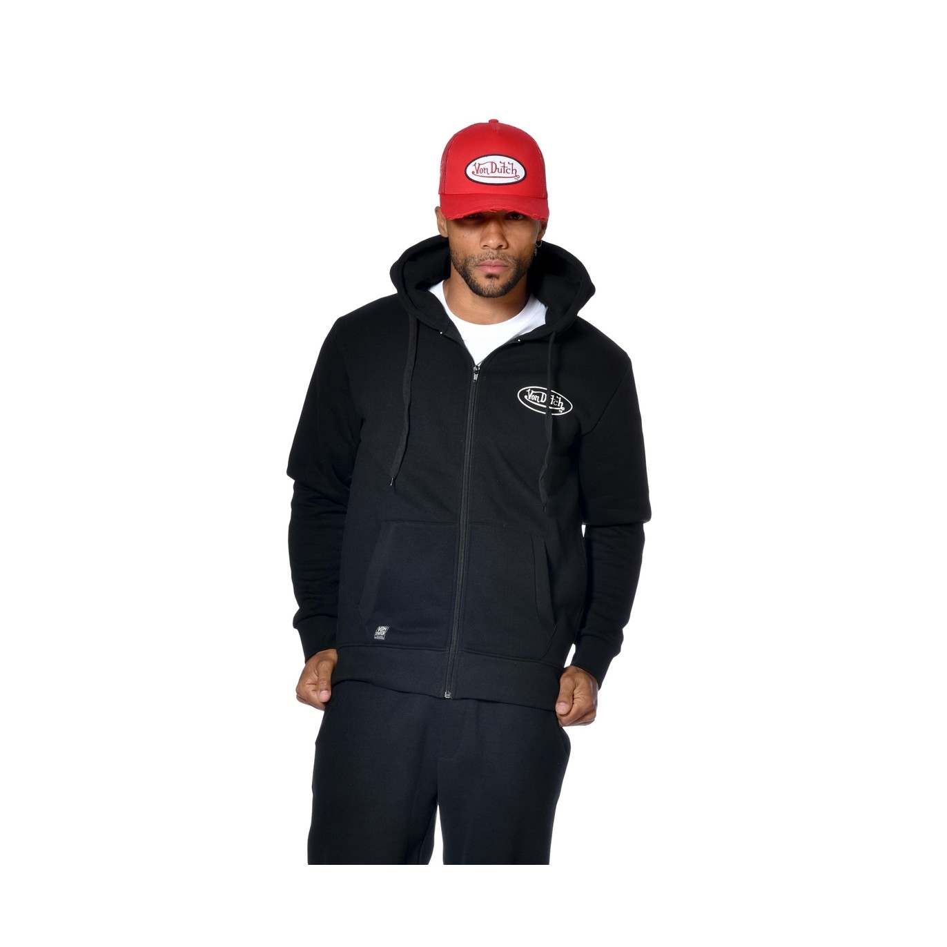 Sweat homme zippé à capuche imprimé devant Sliman Vondutch - 1