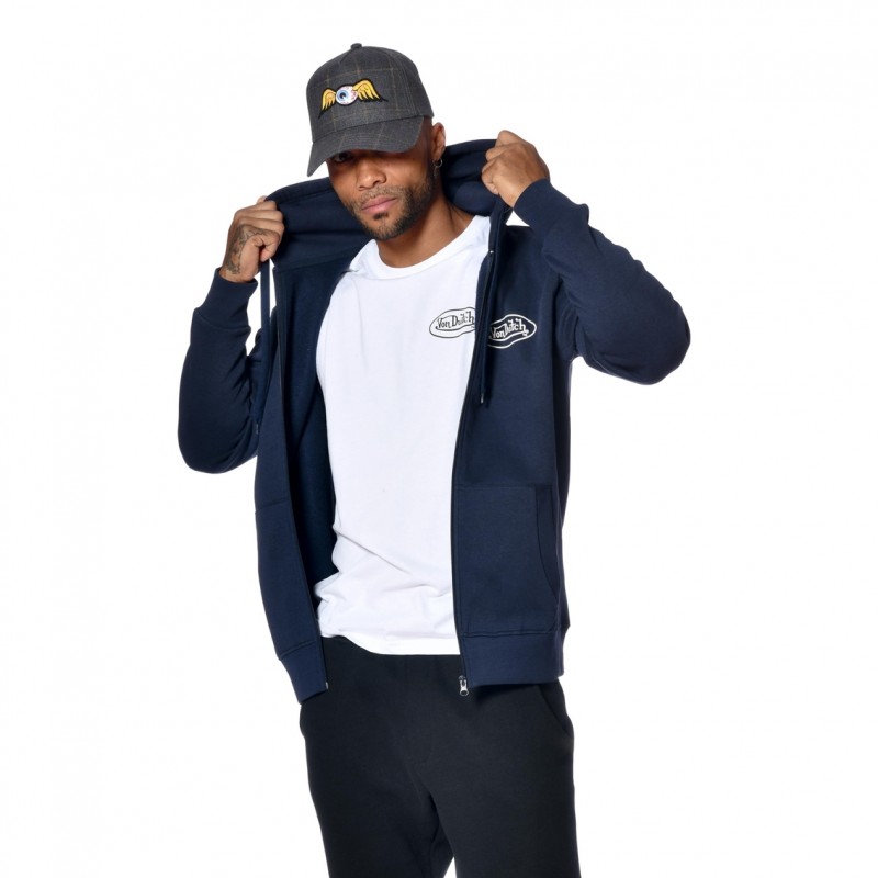 Sweat à Capuche Zippé Bleu Molletoné SLIMAN | Homme - Vondutch Vondutch - 5