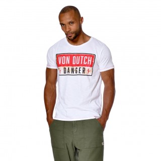 T-shirt Von Dutch homme col rond coupe droite imprimé devant Danger Vondutch - 1