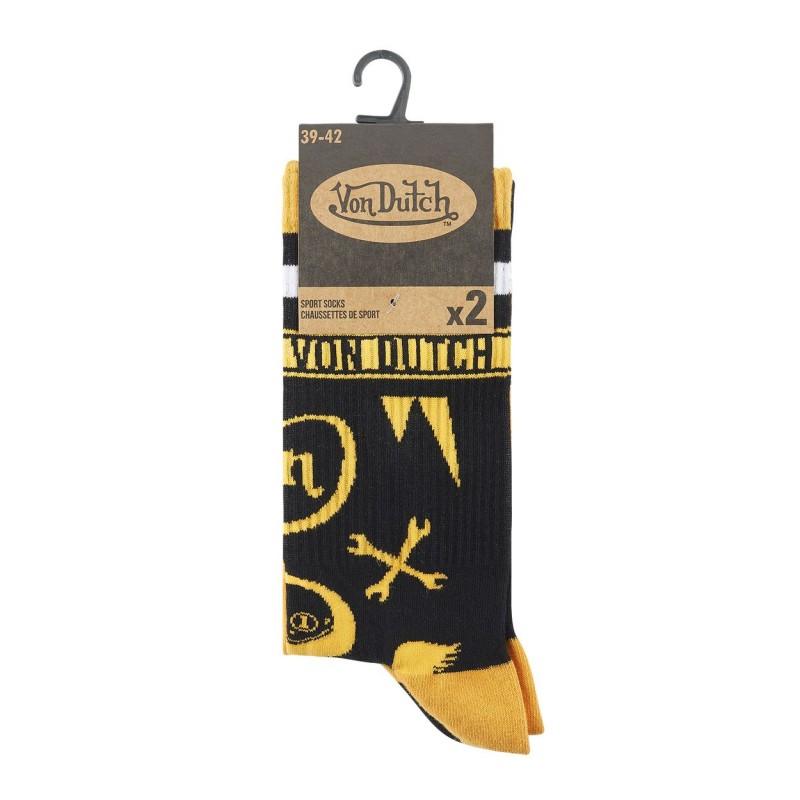 Lot de 2 Paires de chaussettes Tennis homme Fantaisie, Mode Orange - Vondutch Vondutch - 11