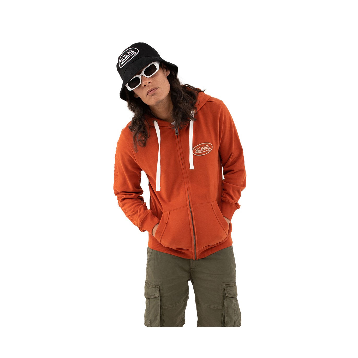 Sweat à Capuche Zippé Orange Molletoné CAMP | Homme - Vondutch Vondutch - 1