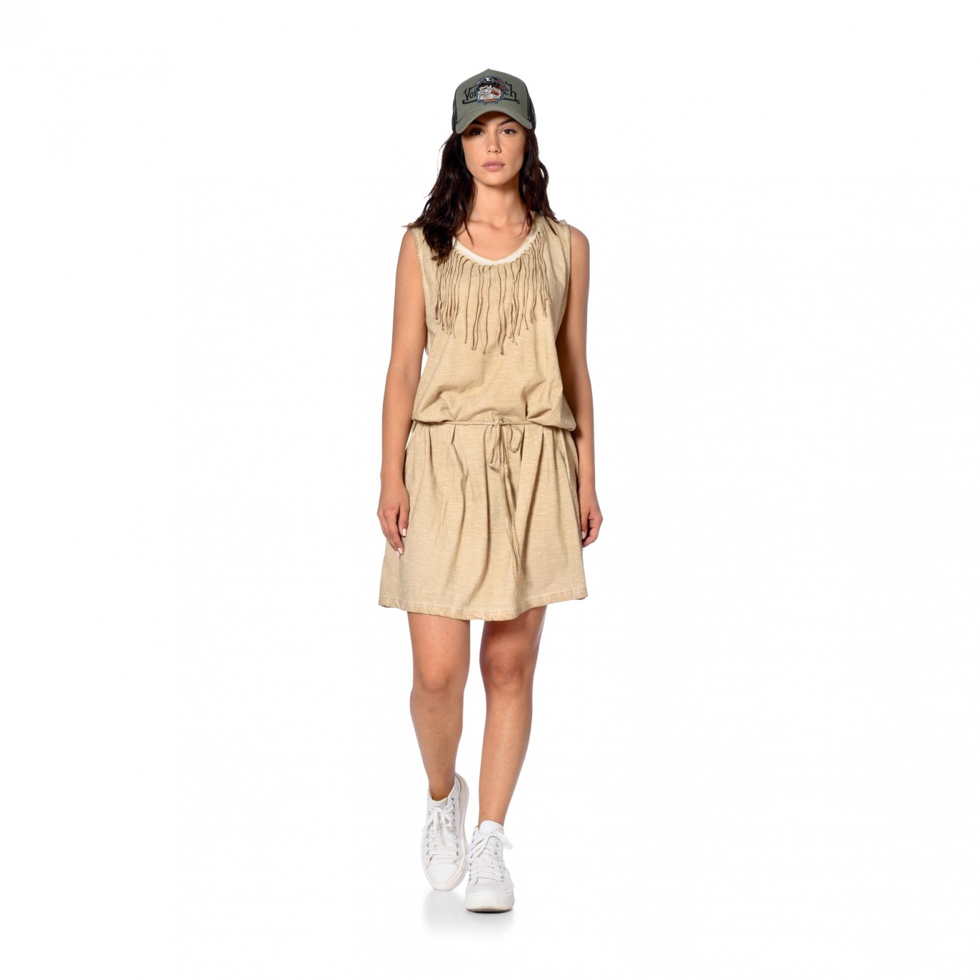 Robe sans manche franges femme en coton Jen Vondutch - 1