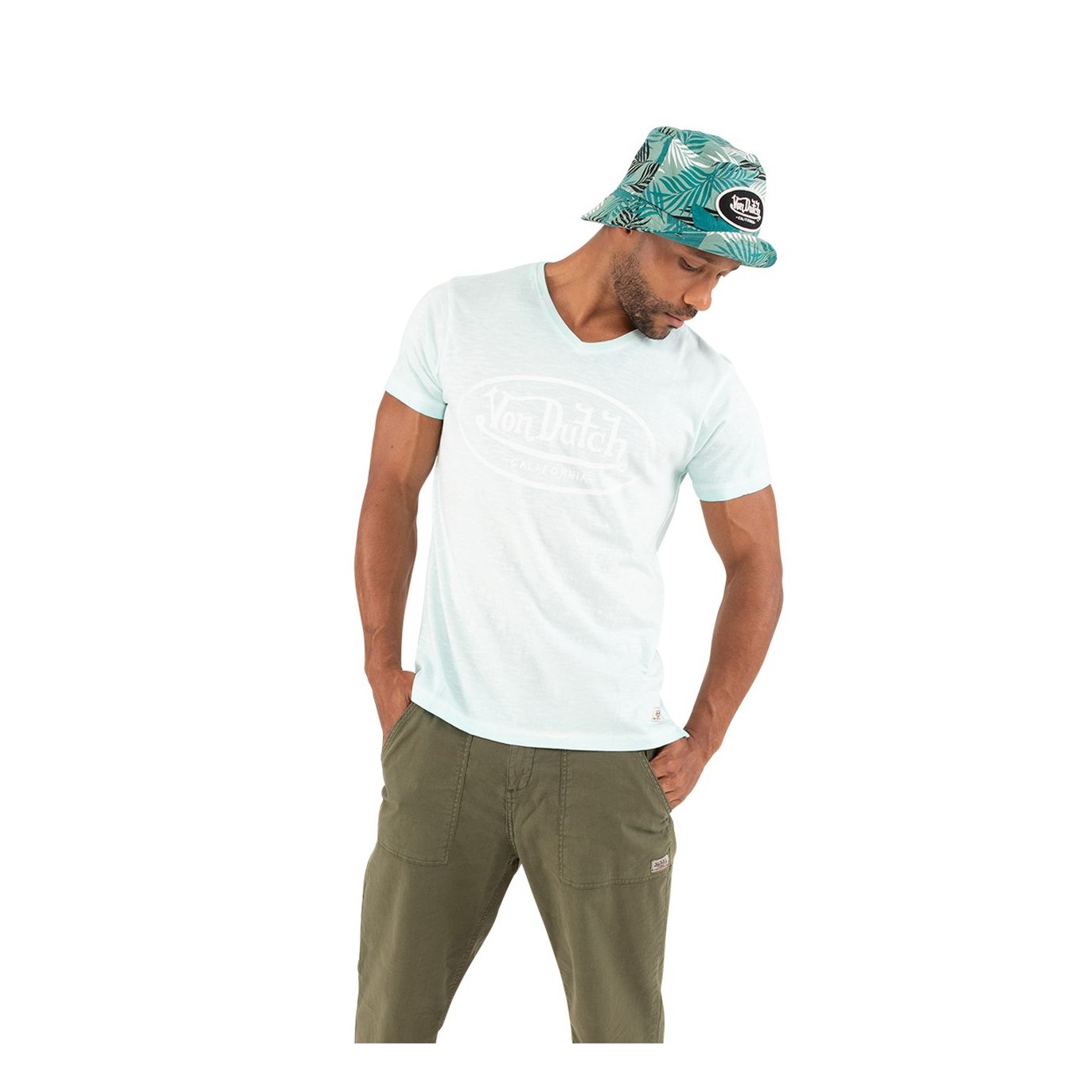 Tee Shirt Vert coupe Régular Col V effet Dégradé, Flammé TYRON | Homme - Vondutch Vondutch - 1