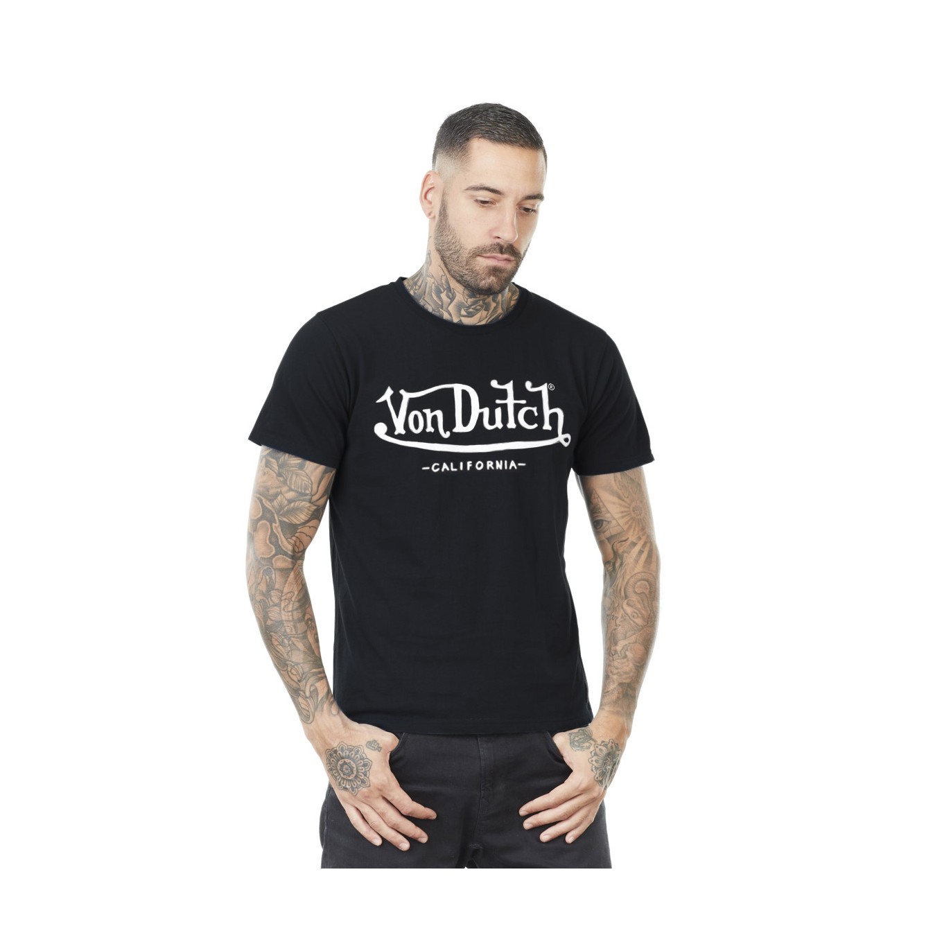 Tee Shirt Noir coupe Régular Col rond FIRST | Homme - Vondutch Vondutch - 1