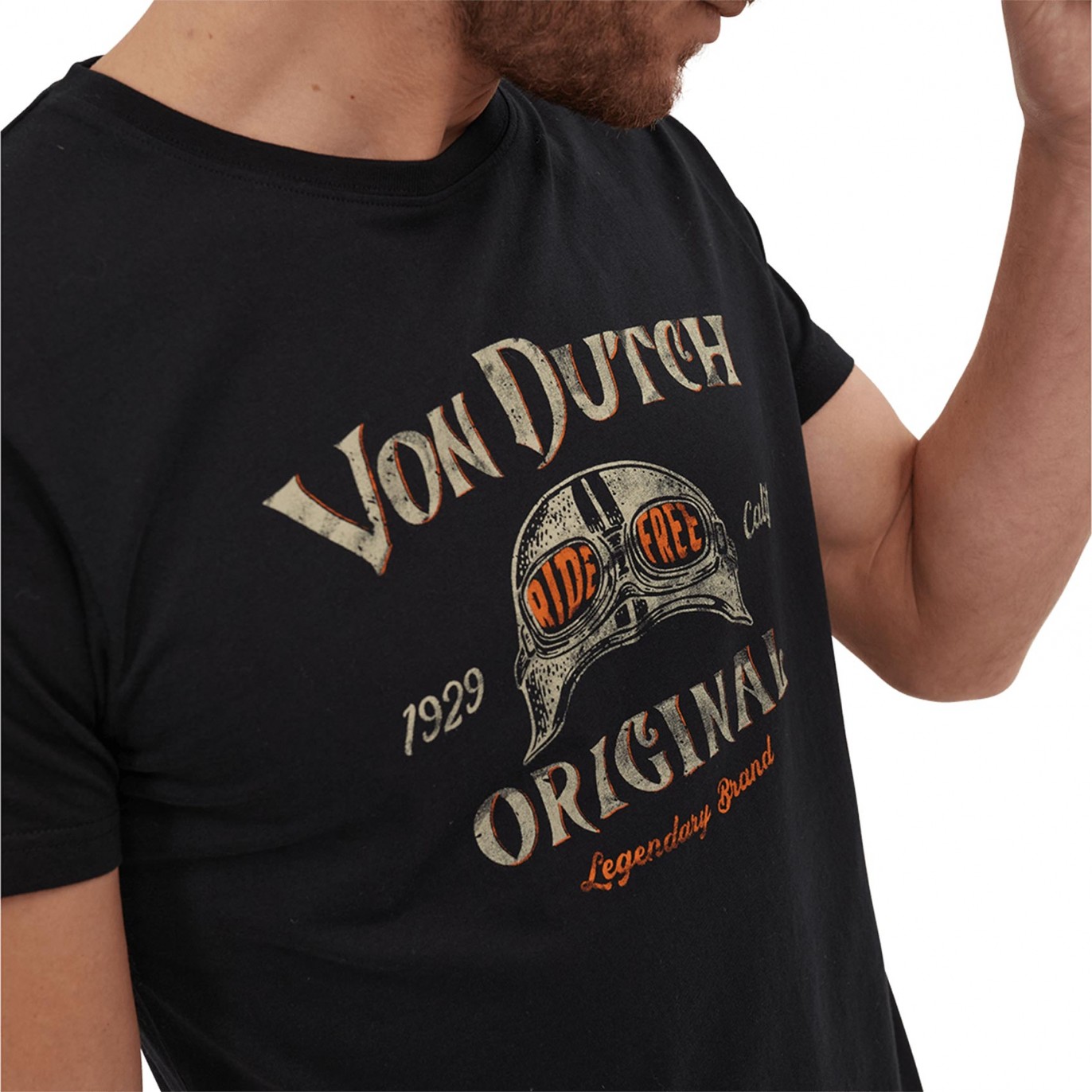 T-Shirt Homme VON DUTCH - Logo Col V - Rock A Gogo