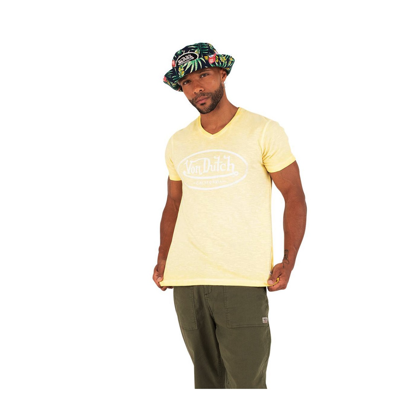 Tee Shirt Jaune coupe Slim Col V effet Dégradé, Flammé TYRON | Homme - Vondutch Vondutch - 1