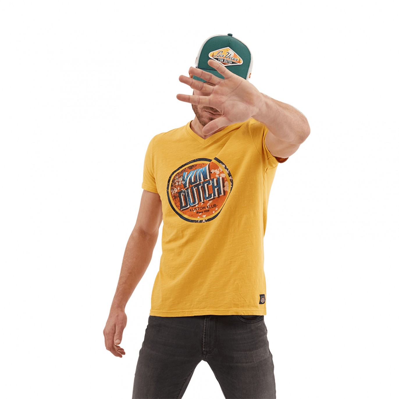 T-shirt col en V homme en coton Klub Vondutch - 1