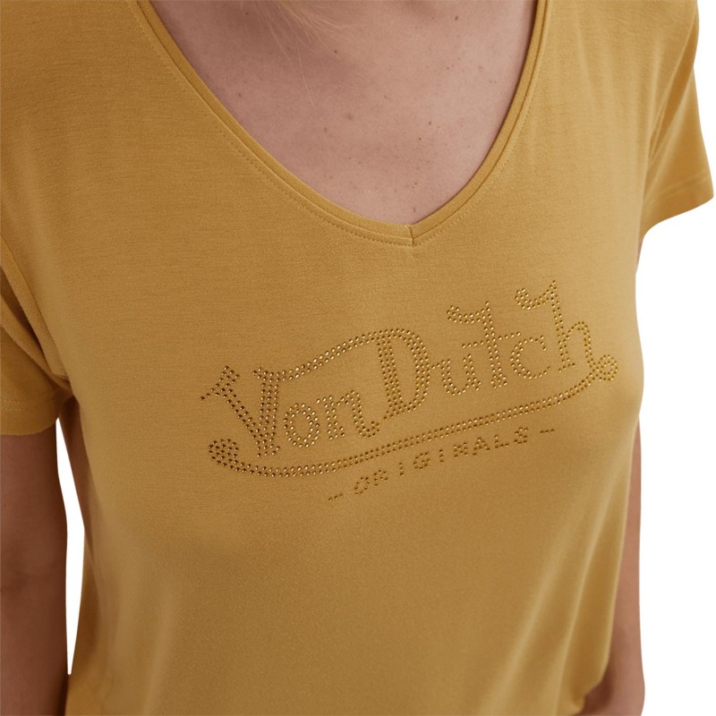 T-shirt femme col en V fluide avec strass Roon Vondutch - 2