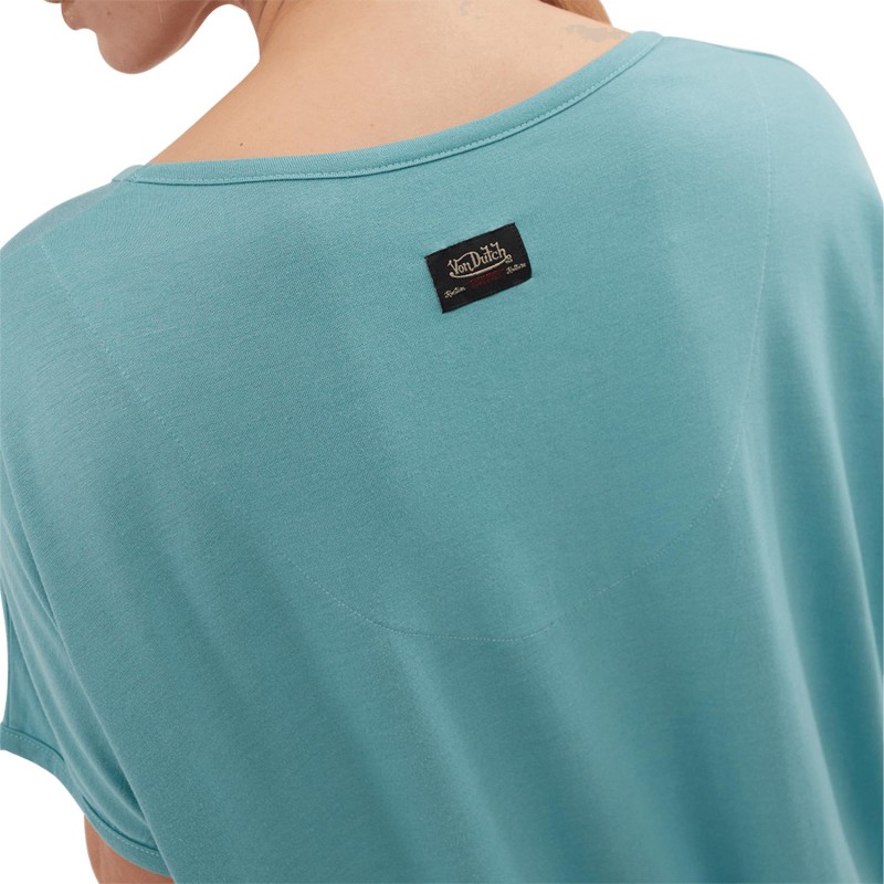 T-shirt femme col en V fluide en coton Feath Vondutch - 4