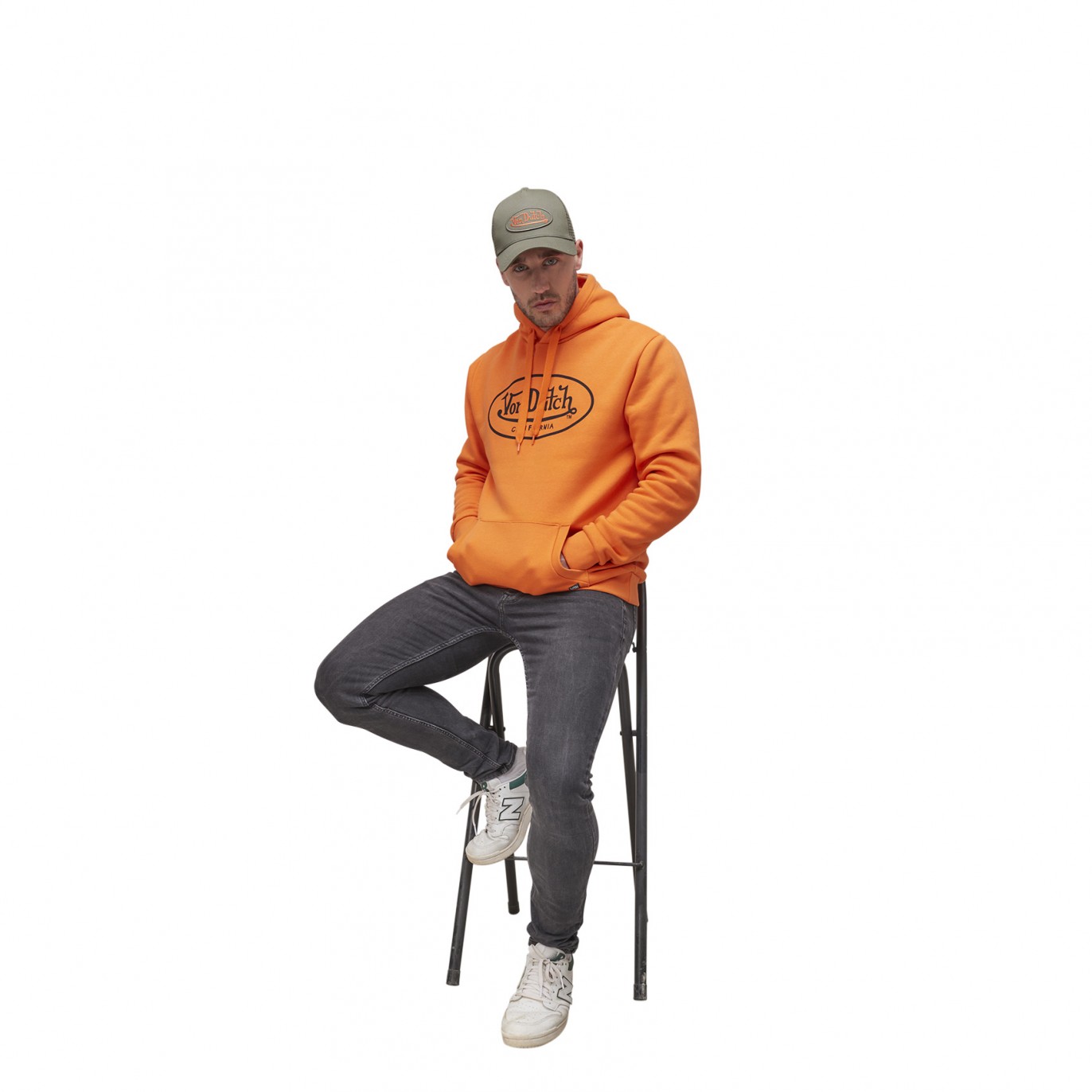 Sweat à Capuche Orange Molletoné BRAND | Homme - Vondutch Vondutch - 1