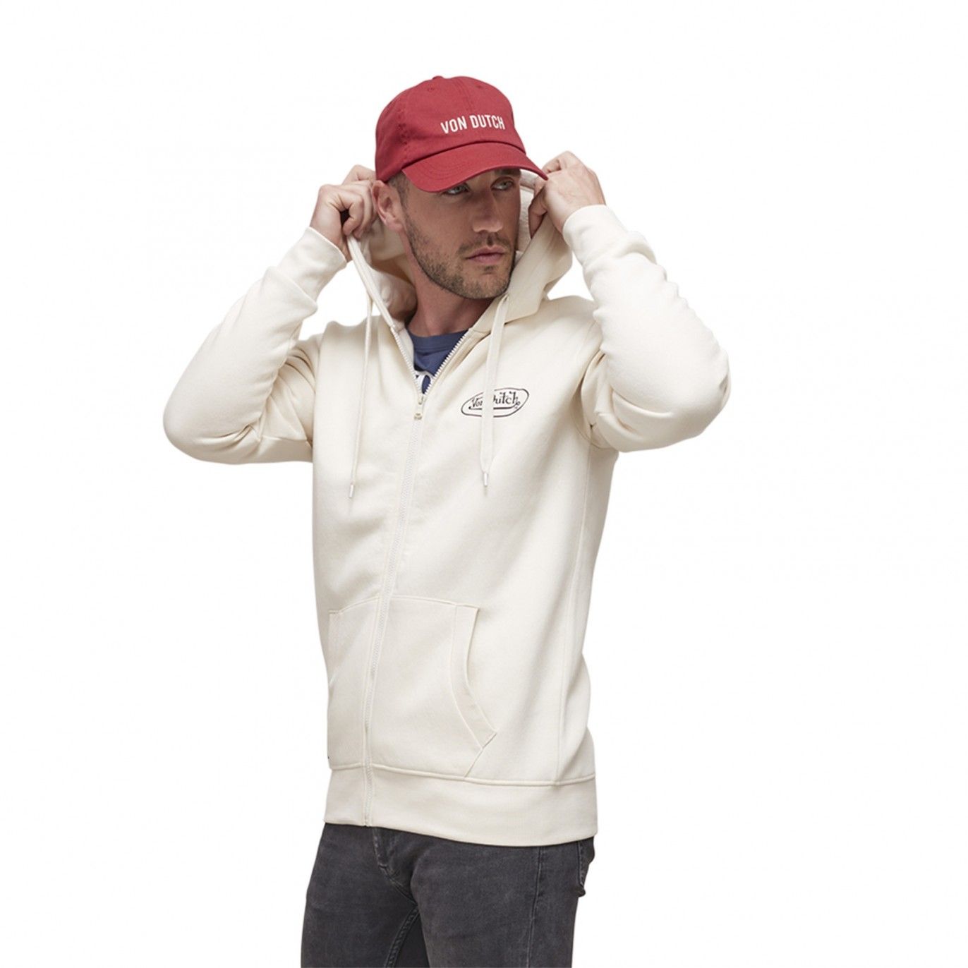 Sweat zippé avec capuche en coton homme Slimane Vondutch - 1