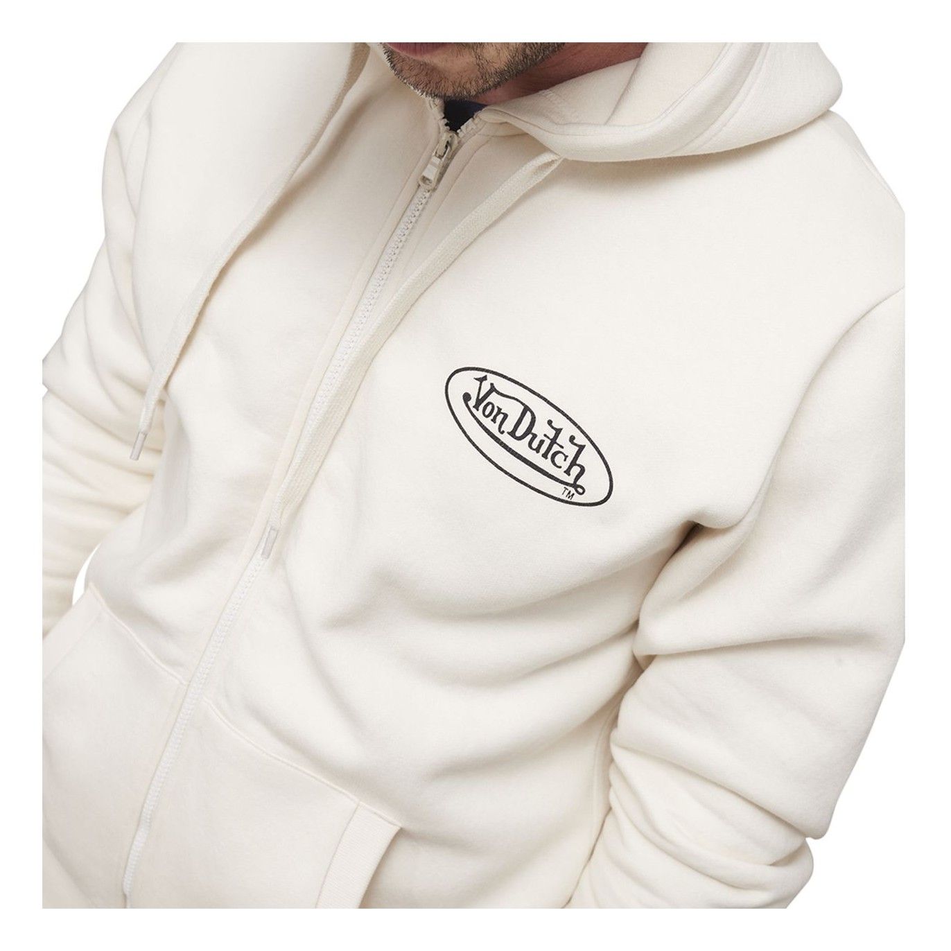 Sweat à Capuche Zippé Beige Molletoné SLIMAN | Homme - Vondutch Vondutch - 2