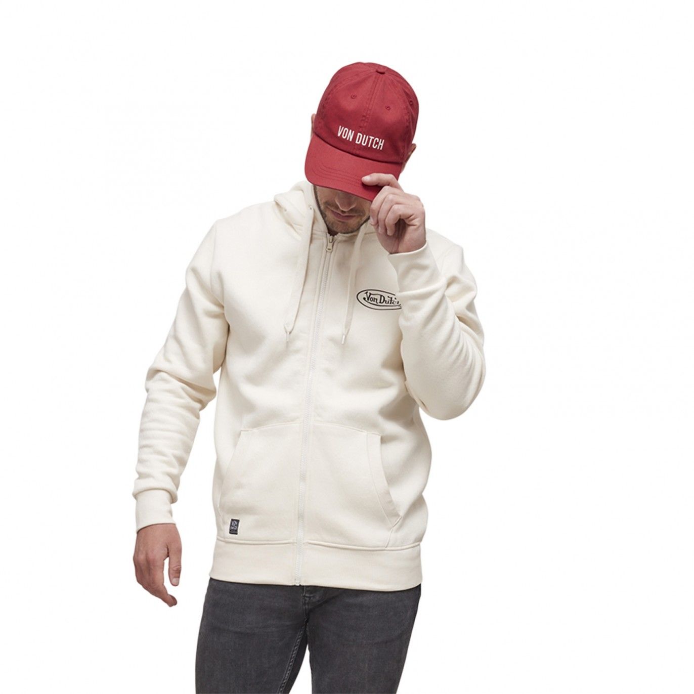 Sweat à Capuche Zippé Beige Molletoné SLIMAN | Homme - Vondutch Vondutch - 3