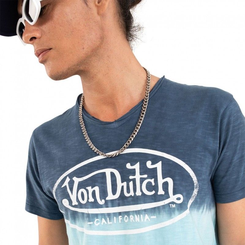 Tee Shirt Bleu coupe Régular Col V effet Dégradé, Tie and Dye RON | Homme - Vondutch Vondutch - 2