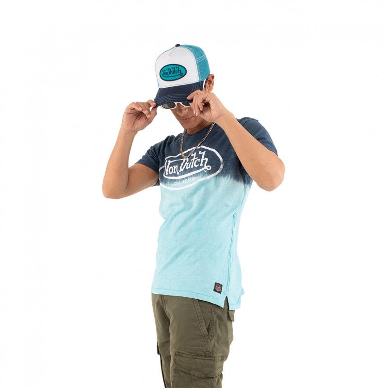 T-shirt à col effet tie and die dégradé V homme Ron en coton Vondutch - 3