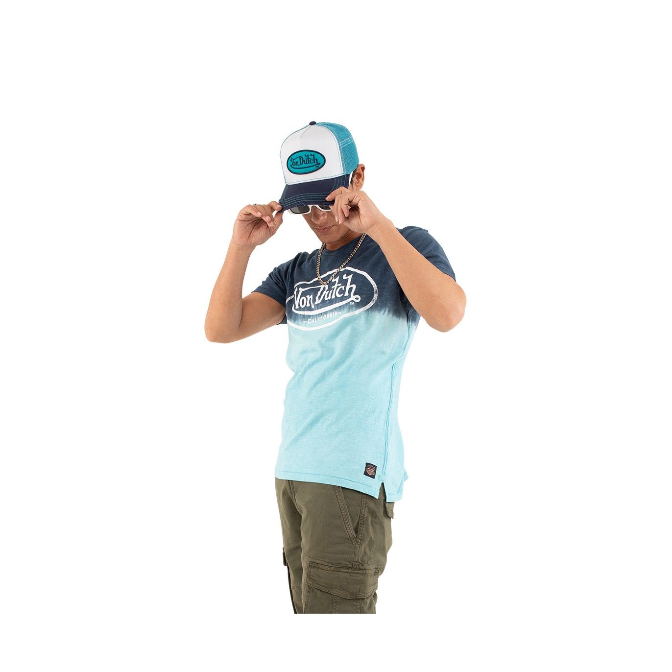 Tee Shirt Bleu coupe Régular Col V effet Dégradé, Tie and Dye RON | Homme - Vondutch Vondutch - 3