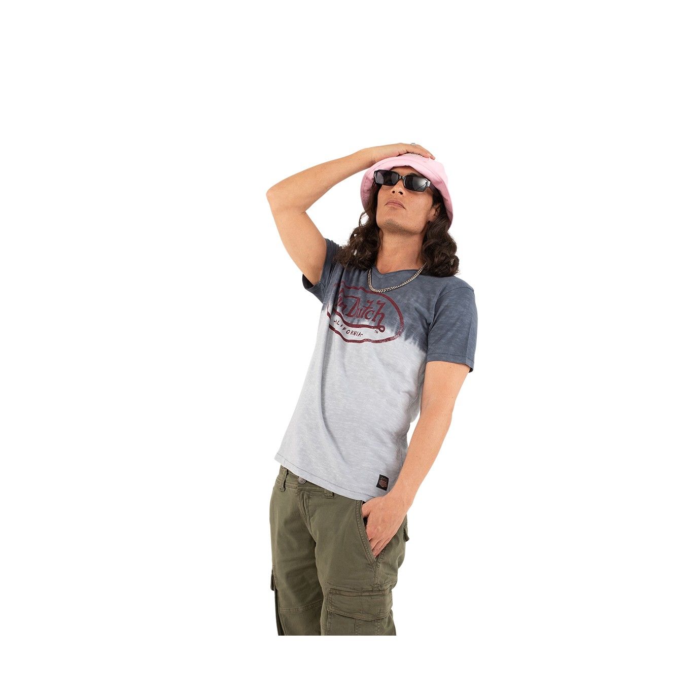 Tee Shirt Gris coupe Régular Col V effet Dégradé, Tie and Dye RON | Homme - Vondutch Vondutch - 3