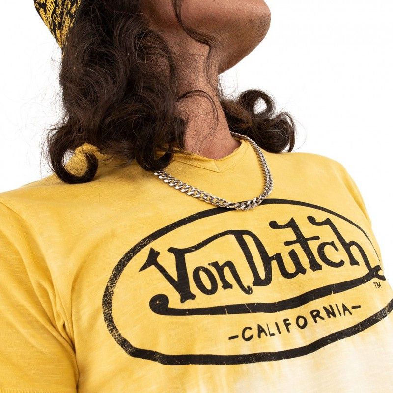T-shirt à col effet tie and die dégradé V homme Ron en coton Vondutch - 2