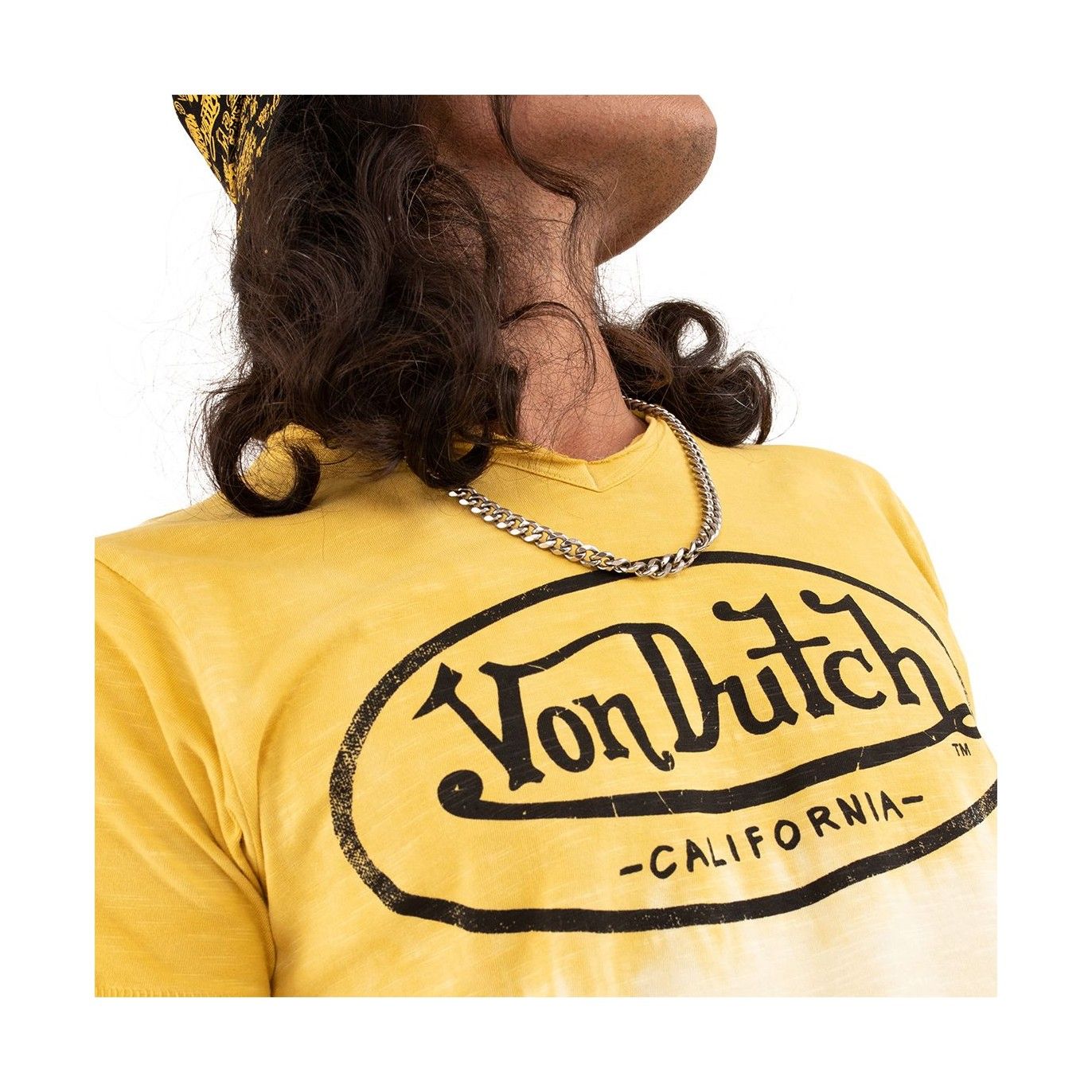Tee Shirt Jaune coupe Régular Col V effet Dégradé, Tie and Dye RON | Homme - Vondutch Vondutch - 2