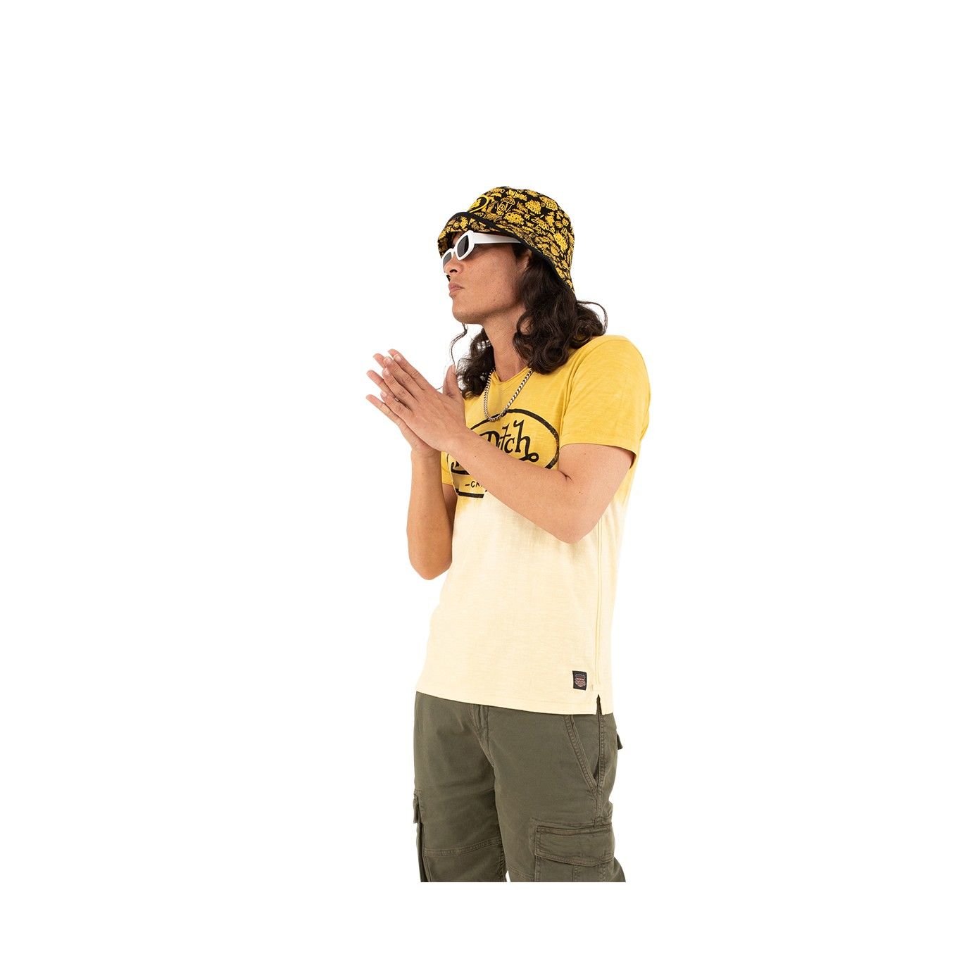 T-shirt à col effet tie and die dégradé V homme Ron en coton Vondutch - 3
