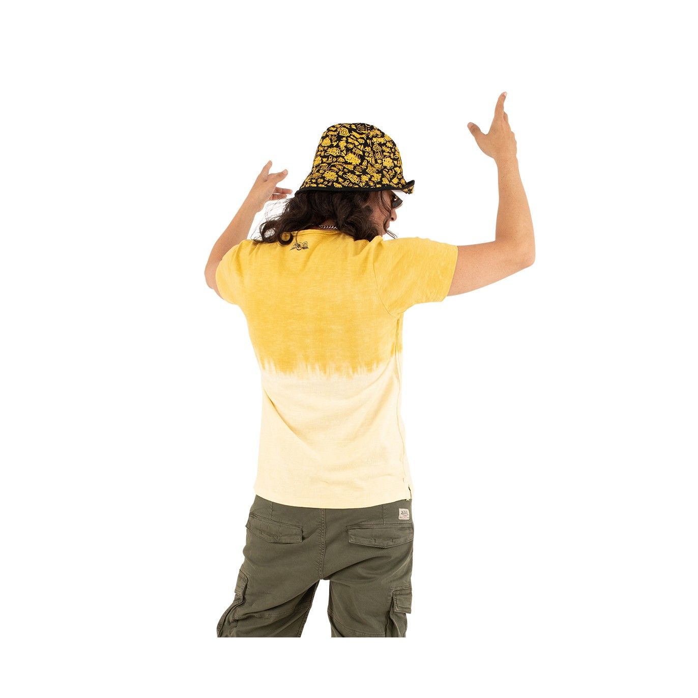 T-shirt à col effet tie and die dégradé V homme Ron en coton Vondutch - 4