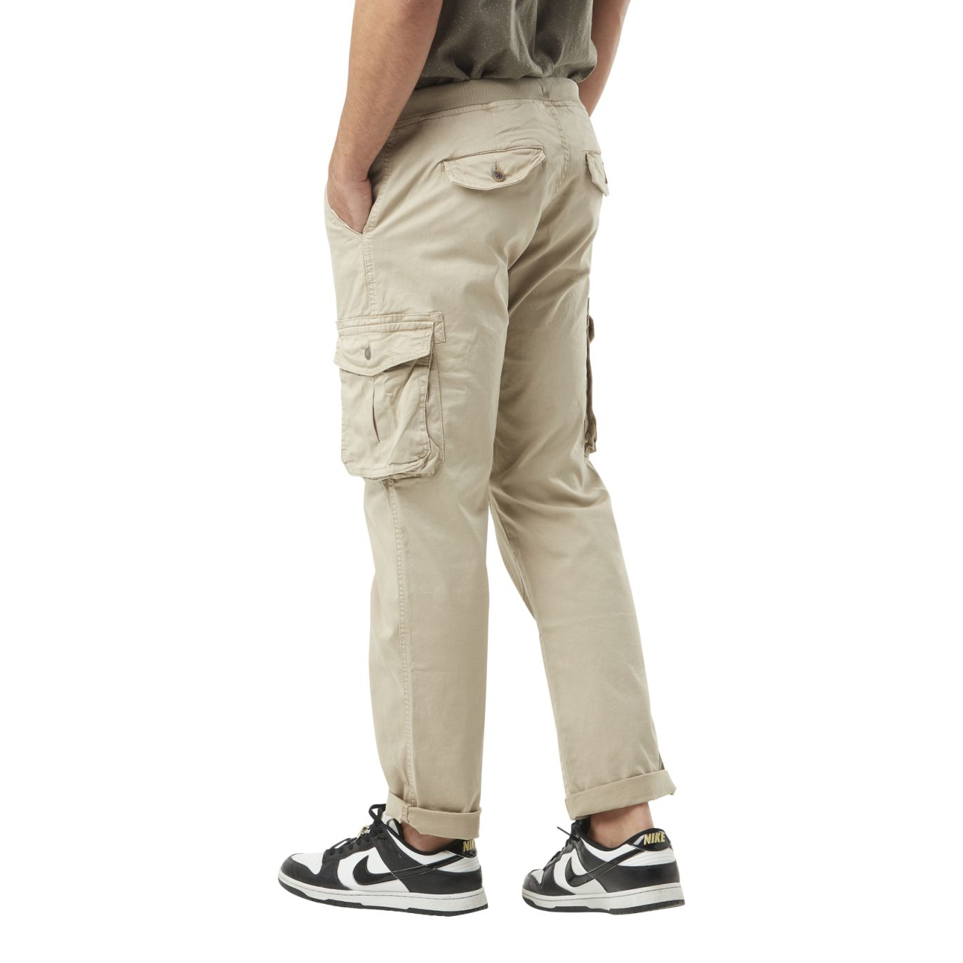 Pantalon cargo homme beige poches laterales avec écusson brodé en coton  Icon - Von Dutch