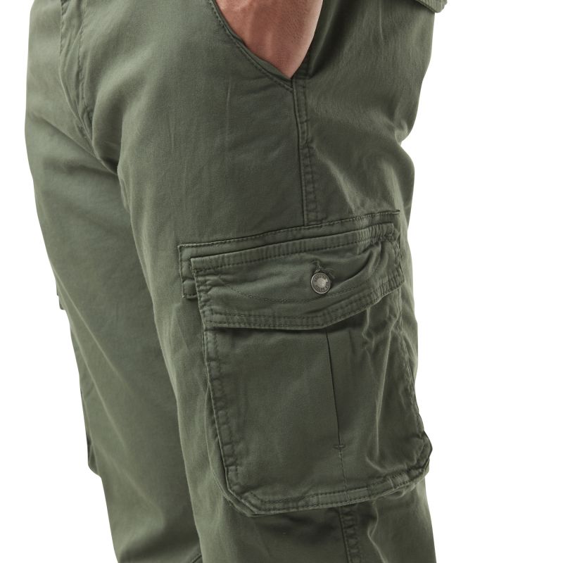 Pantalon cargo homme beige poches laterales avec écusson brodé en coton  Icon - Von Dutch