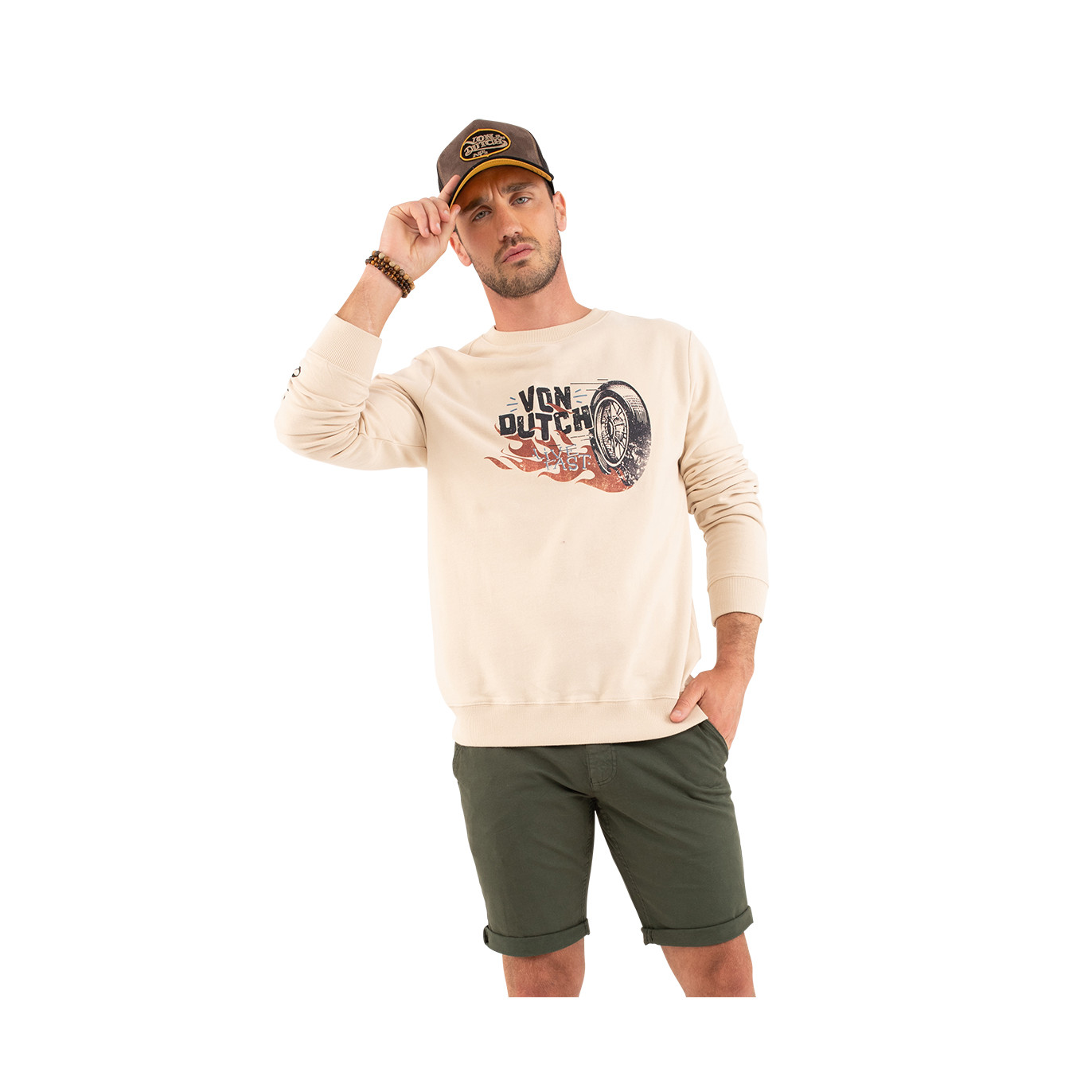 Sweat homme manches longues en col rond avec print devant Bang Vondutch - 1