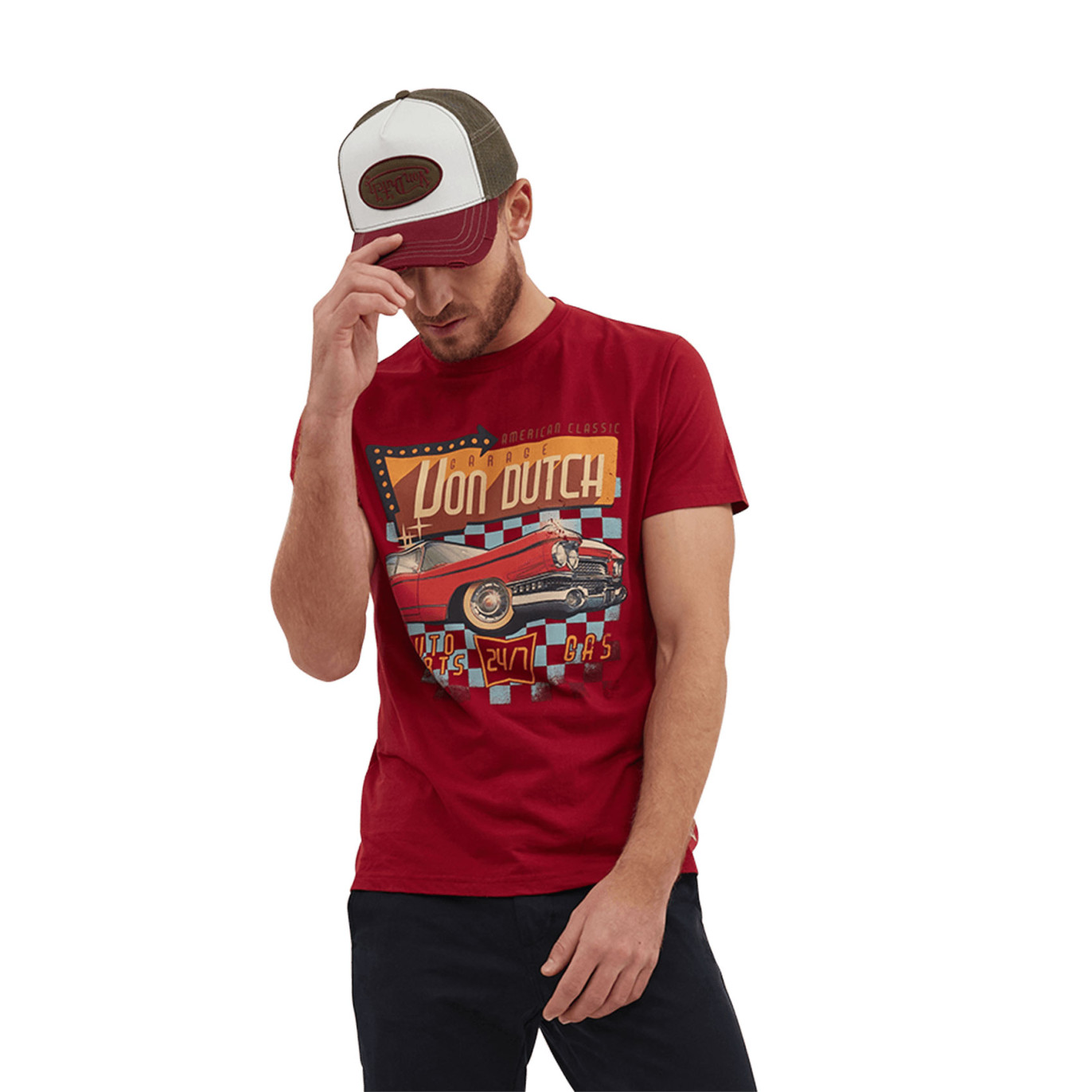 Tee Shirt Rouge coupe Régular Col rond DINN | Homme - Vondutch Vondutch - 1