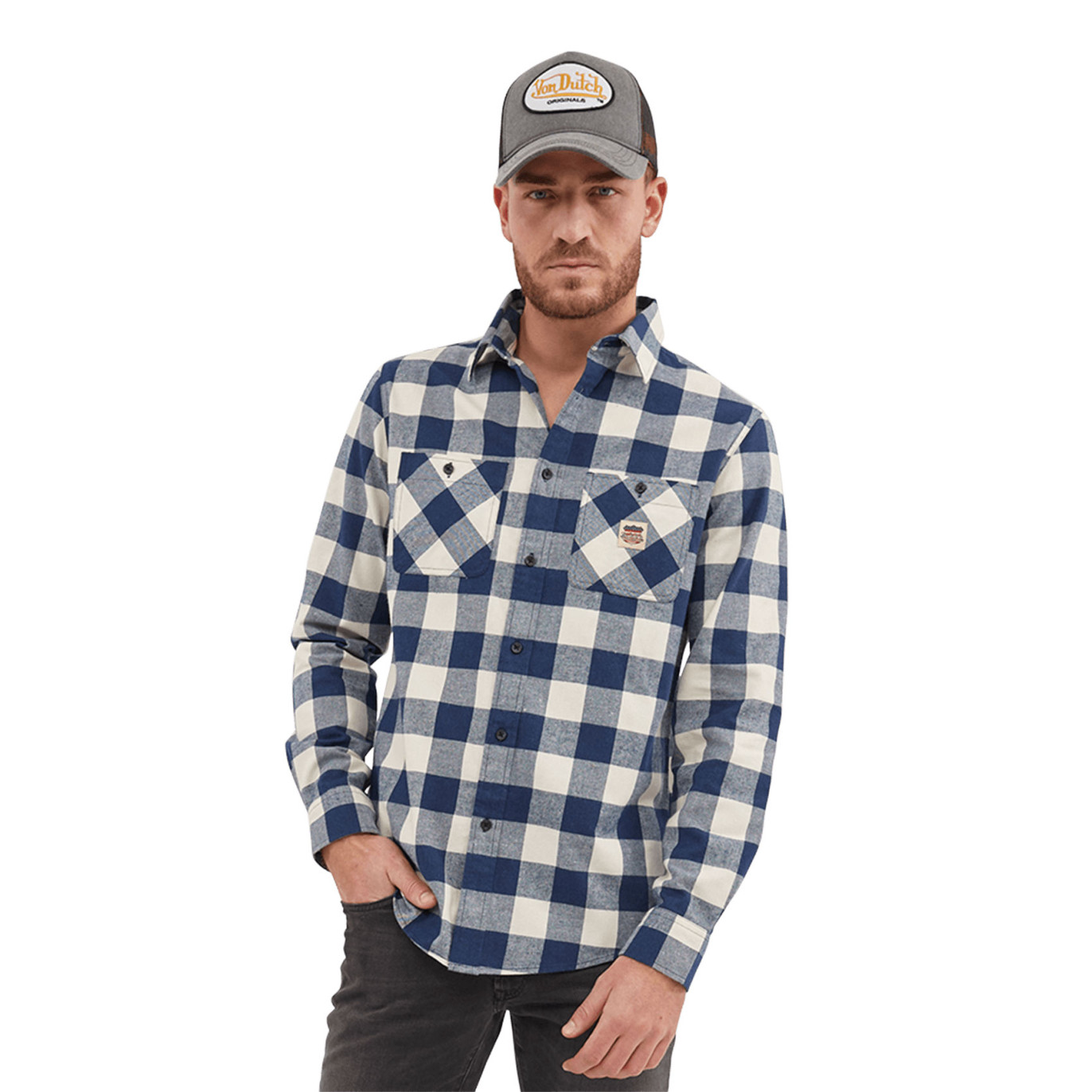 Chemise plaid avec poche et broderie dans le dos Jim Vondutch - 1