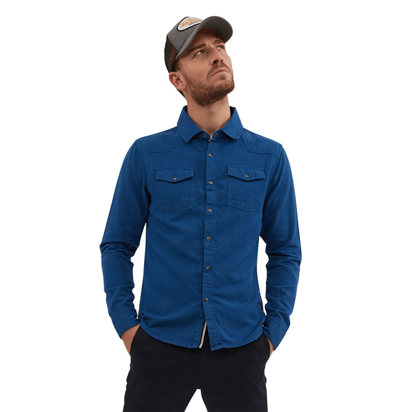 Chemise Casual Droite Manches longues Bleue Time | Homme - Vondutch Vondutch - 1