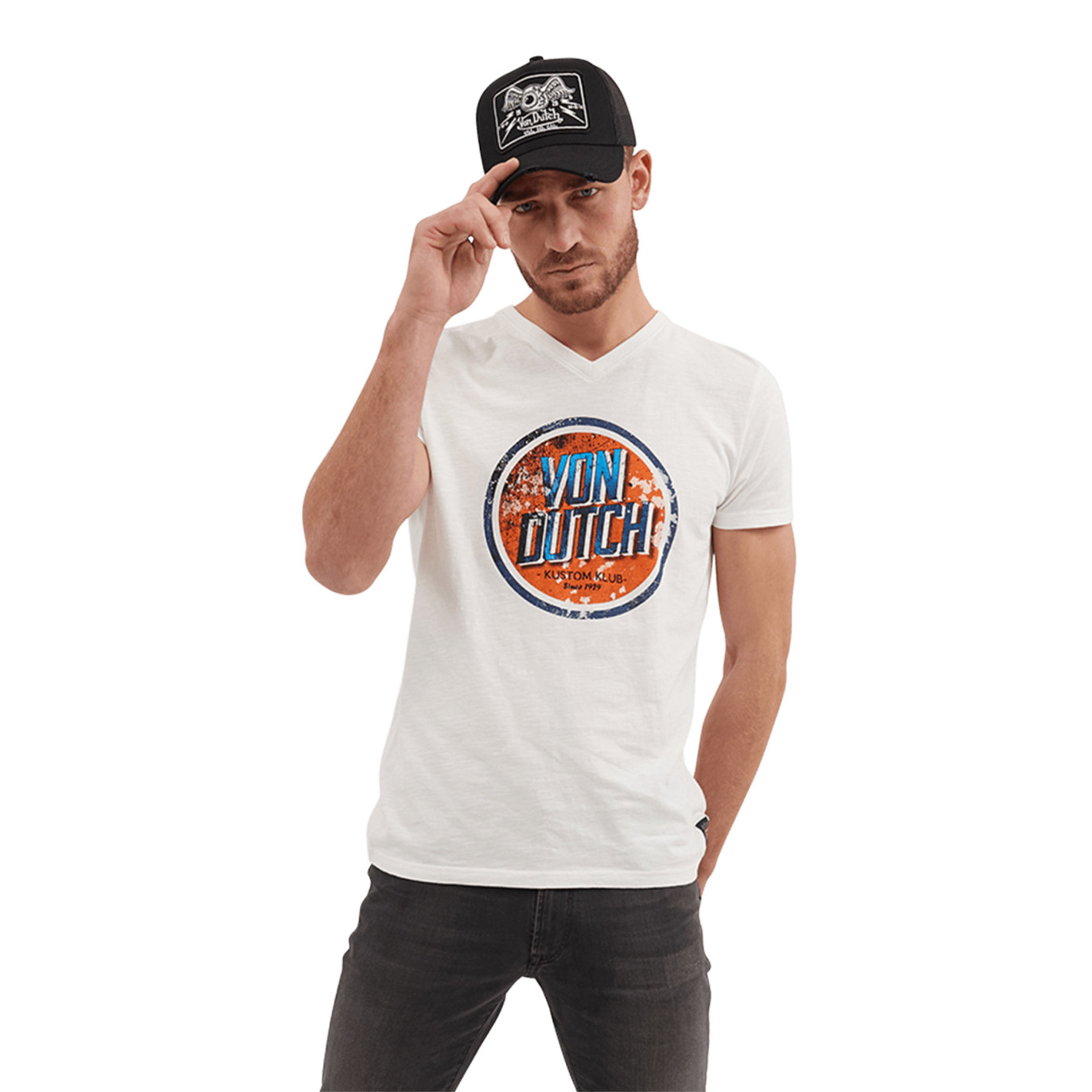 Tee Shirt Blanc Régular Col V Hit | Homme - Vondutch Vondutch - 1