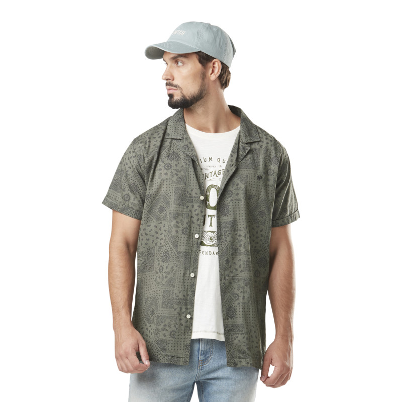 Chemise Casual Droite Manches courtes Verte Paisley | Homme - Vondutch Vondutch - 1