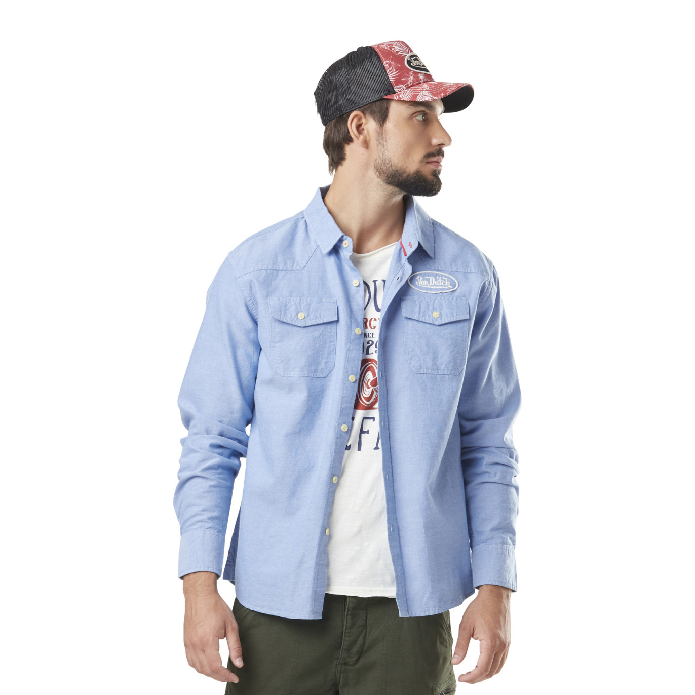 Chemise homme manche longues Chambray en coton Vondutch - 1