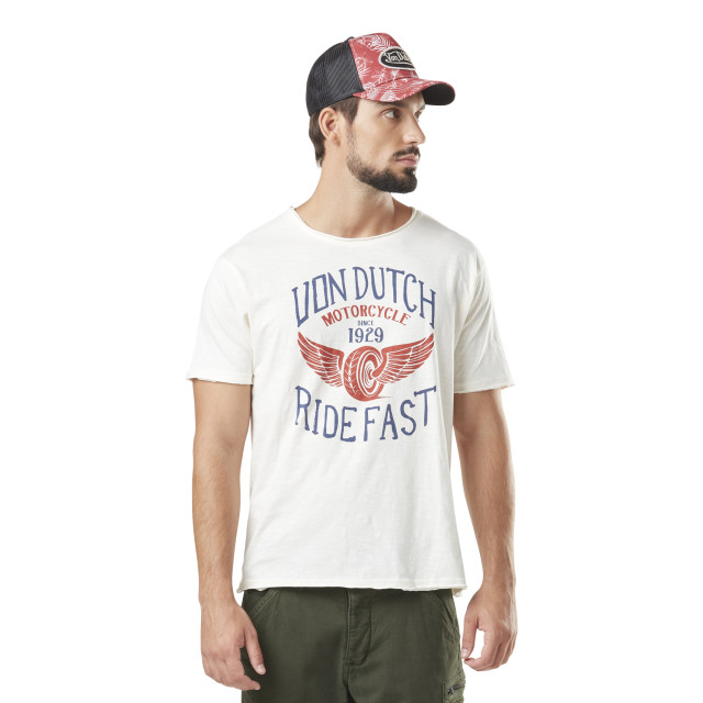 T-shirt homme slub col rond avec print en coton Fast Vondutch - 1