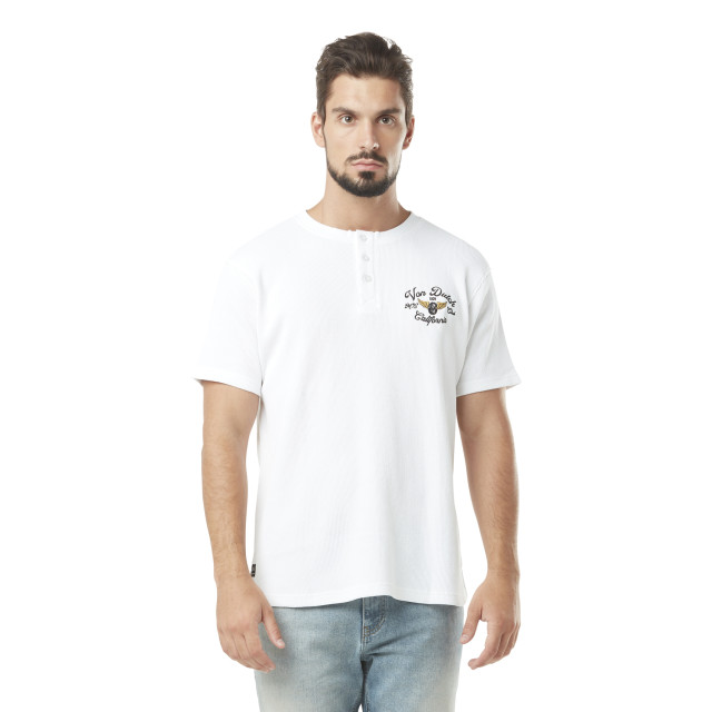 T-shirt homme waffle avec col patte de boutonnage et print en coton Vondutch - 1