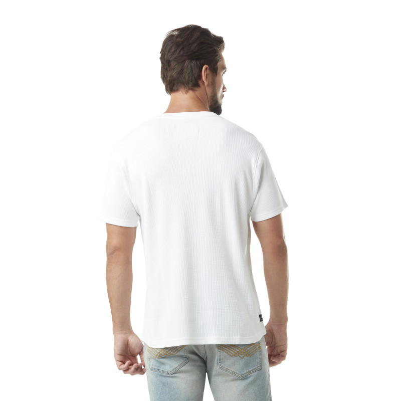 T-shirt homme waffle avec col patte de boutonnage et print en coton Vondutch - 3