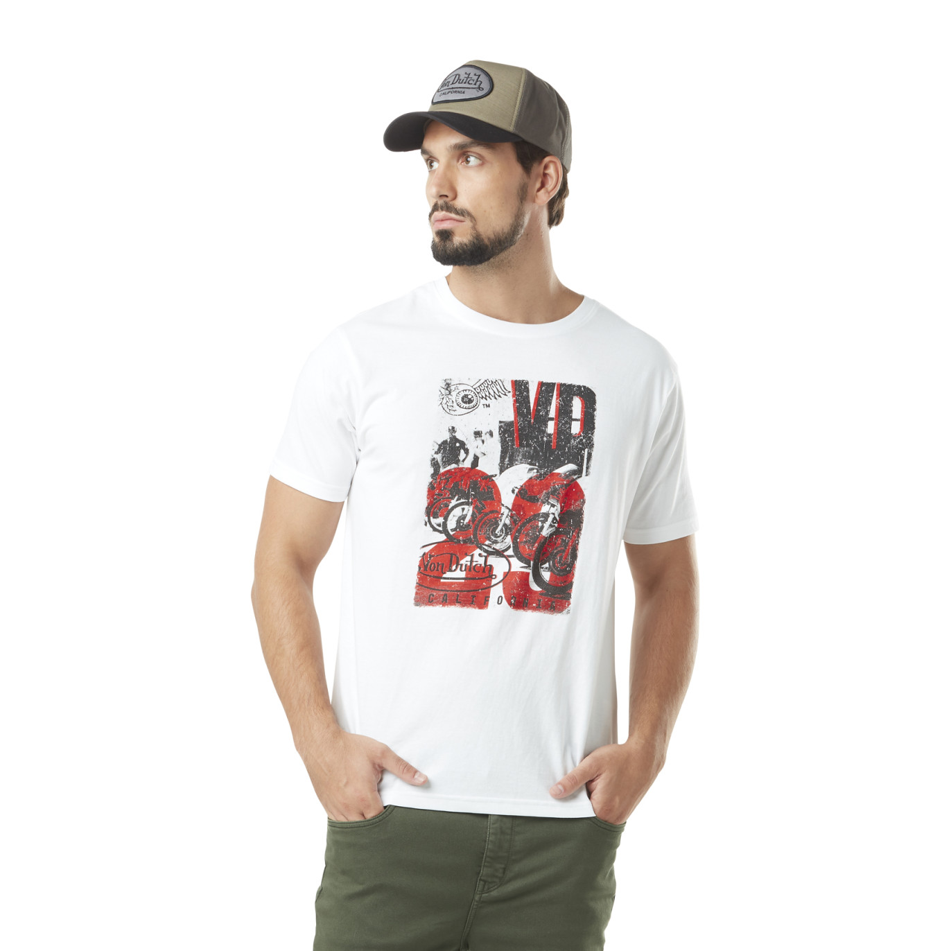 T-shirt homme col rond avec print en coton Pict Vondutch - 1