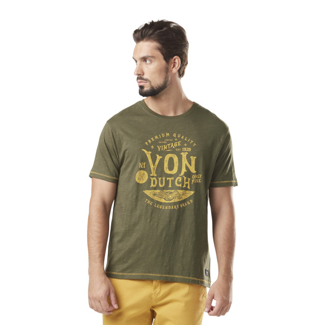 T-shirt homme slub col rond avec print en coton Prest Vondutch - 1