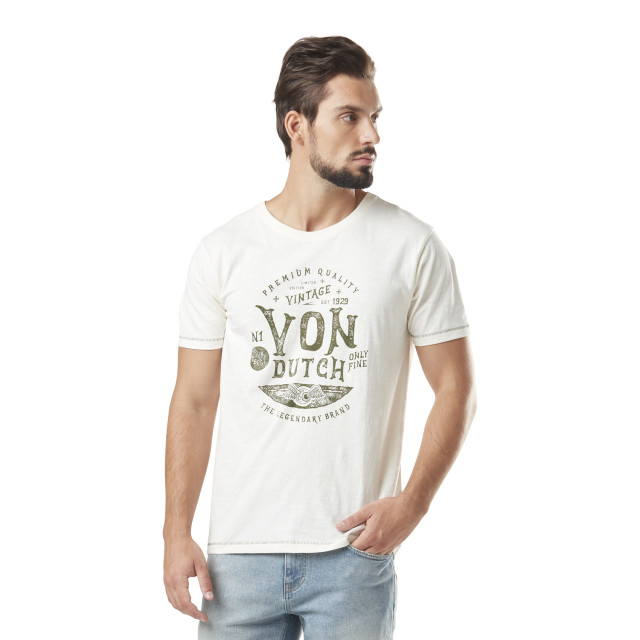 T-shirt homme slub col rond avec print en coton Prest Vondutch - 1