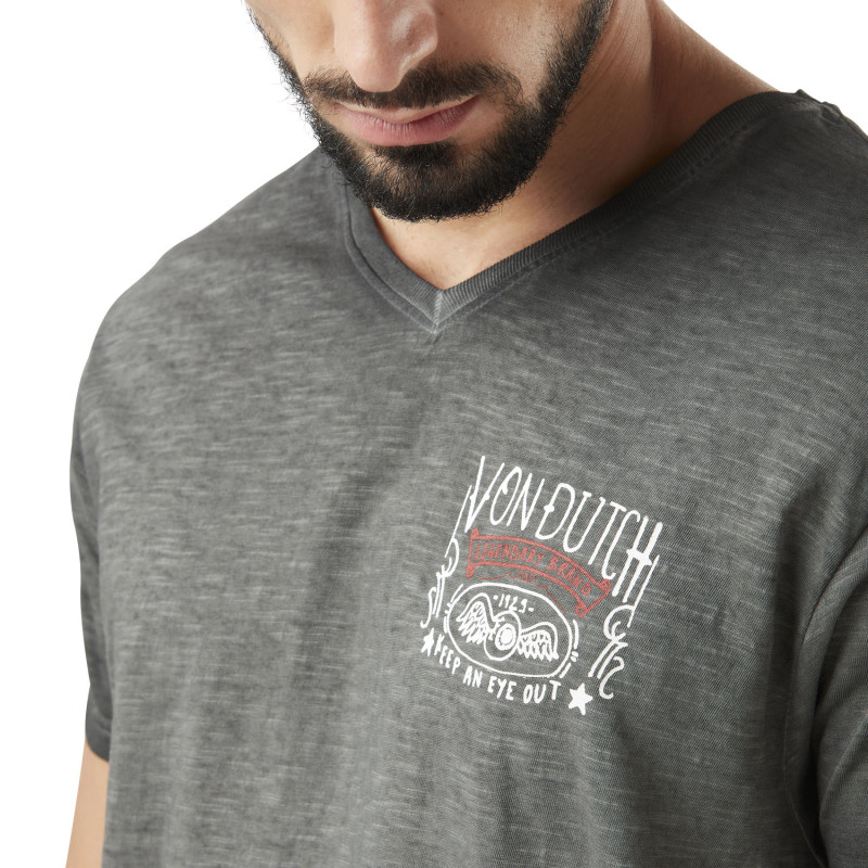 Tee Shirt Noir Régular Col V Hans | Homme - Vondutch Vondutch - 4