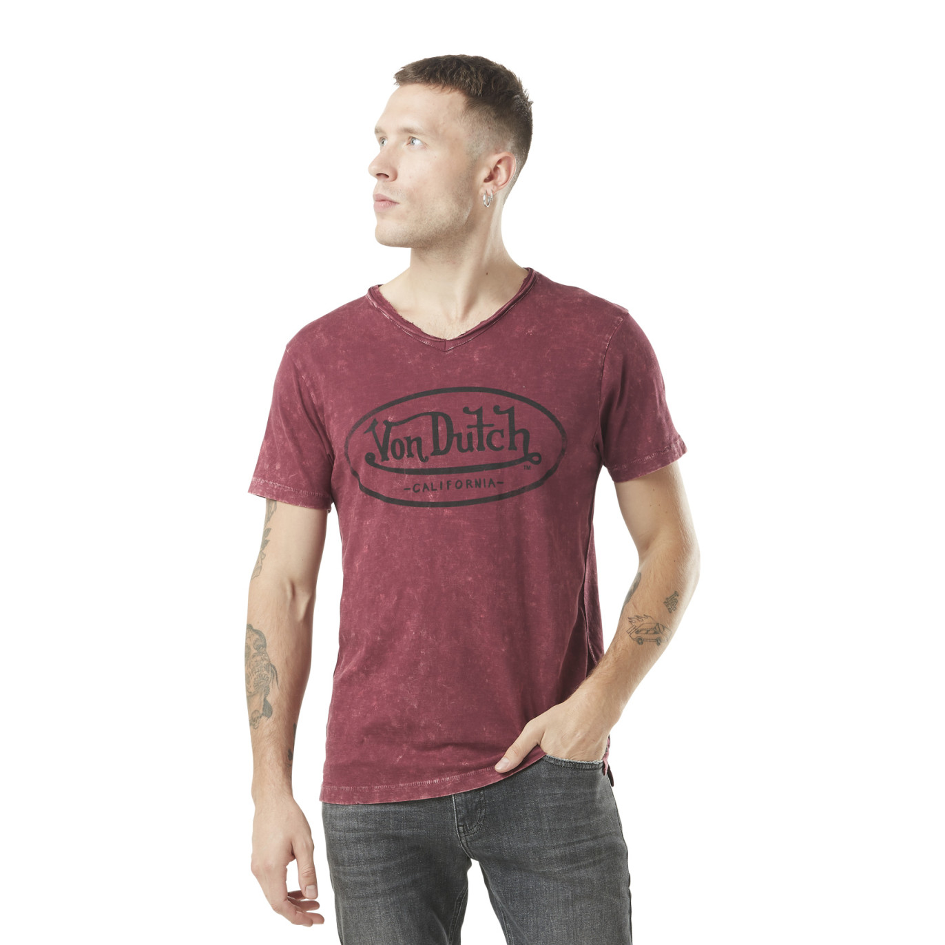 Tee Shirt Rouge Regular Col V Ron | Homme - Vondutch Vondutch - 1