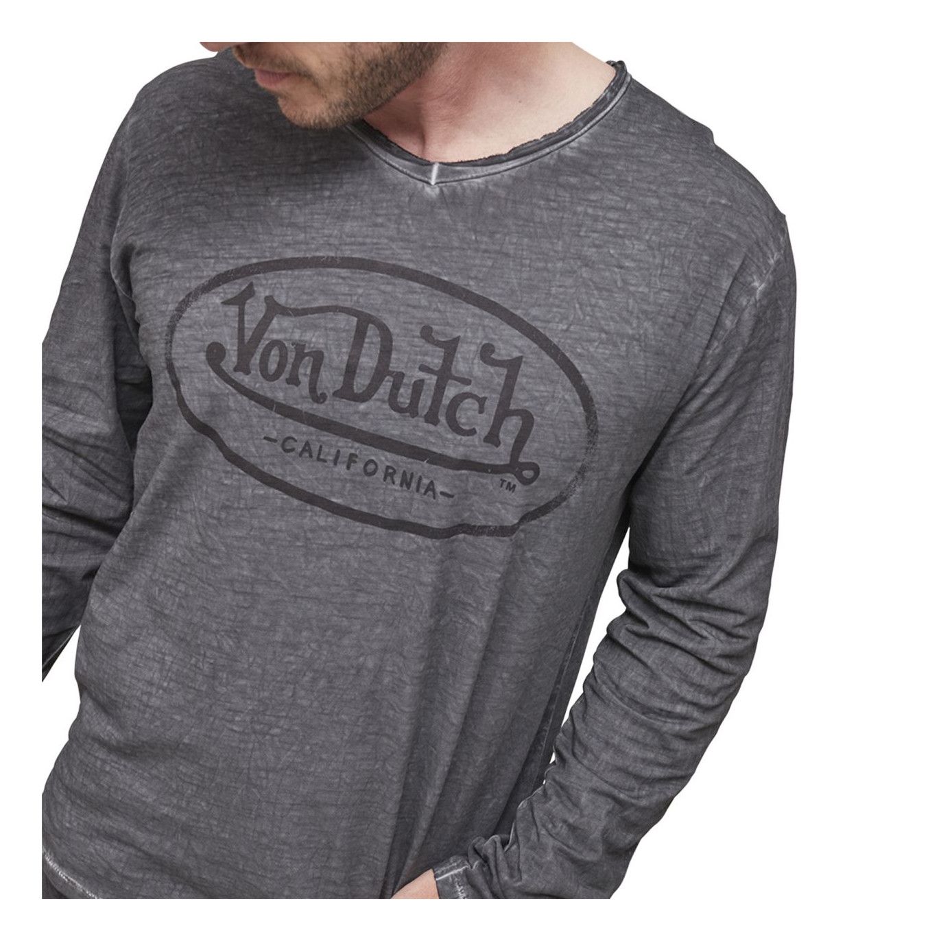 Tee Shirt Gris Regular Manches longues Col V Rony | Homme - Vondutch Vondutch - 2