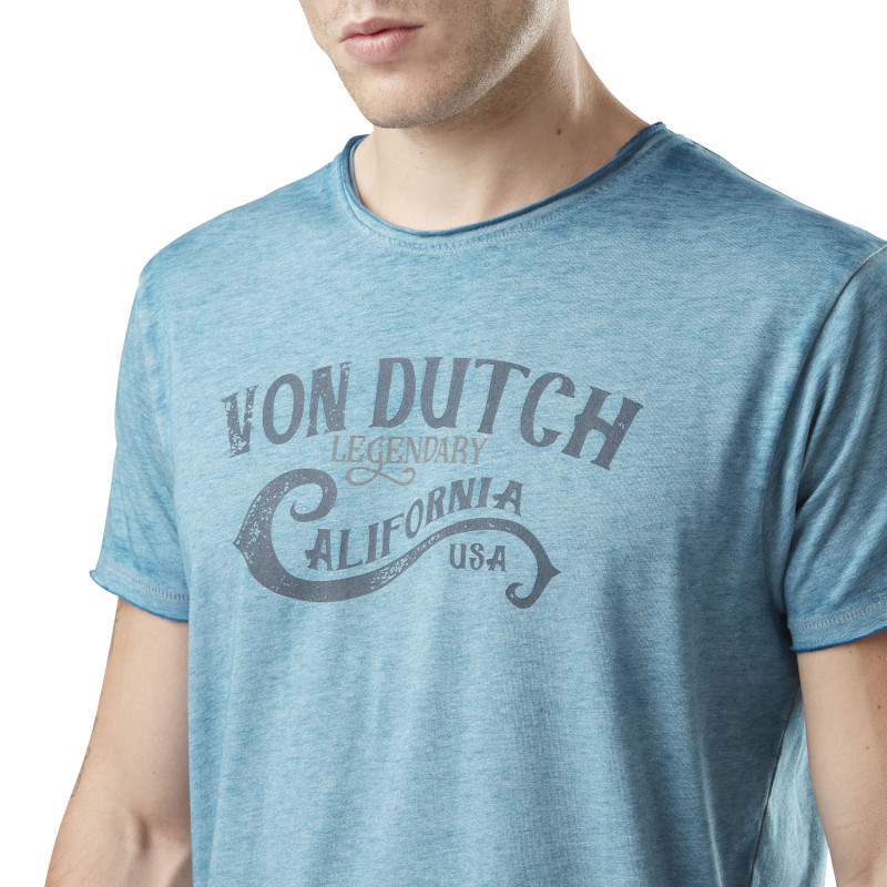 T-shirt homme chiné col rond avec print devant Calif Vondutch - 2