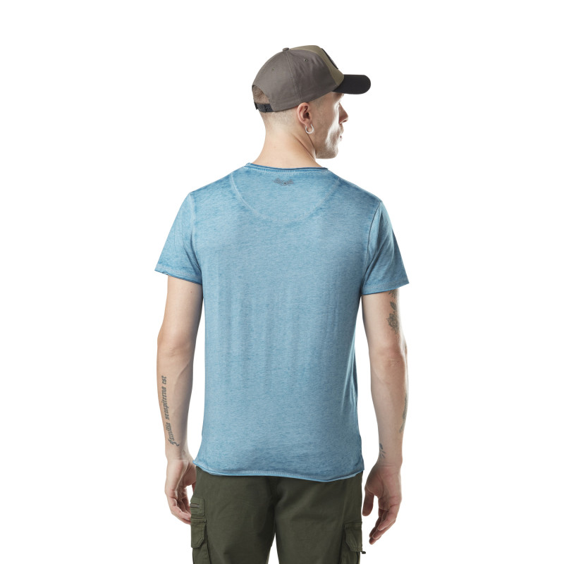 T-shirt homme chiné col rond avec print devant Calif Vondutch - 3