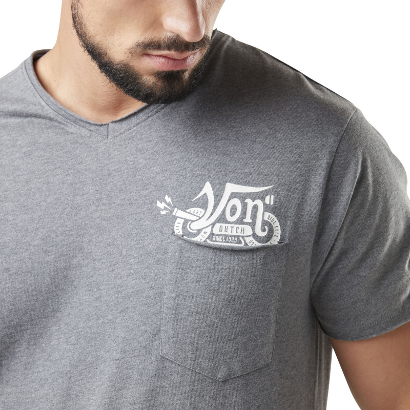 Tee Shirt Gris Regular Col V Chiné VOND | Homme - Vondutch Vondutch - 2