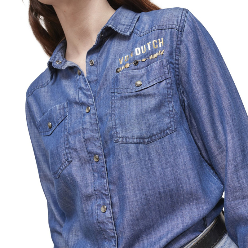 Chemise femme effet jean avec bouton Vondutch - 2