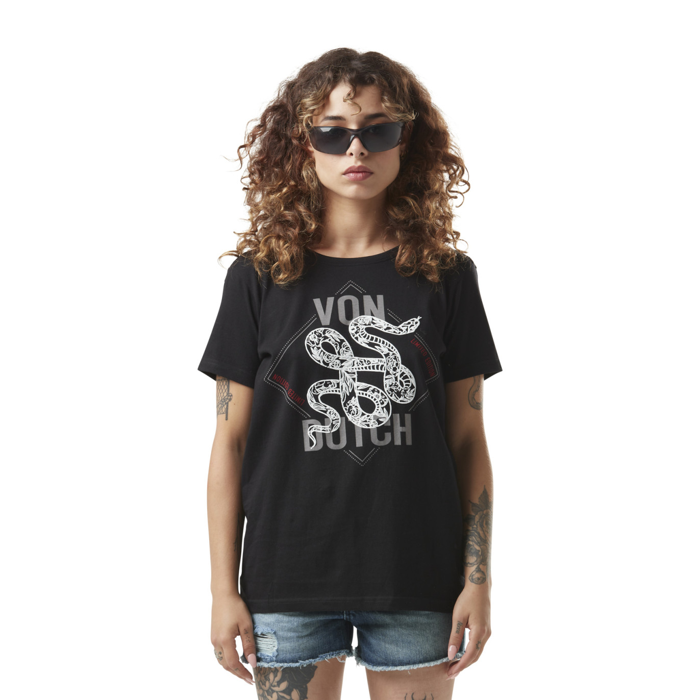 Tee Shirt Noir coupe Regular SNAKE | Femme - Vondutch Vondutch - 1