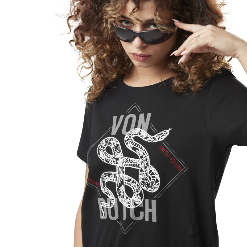 Tee Shirt Noir coupe Regular SNAKE | Femme - Vondutch Vondutch - 2