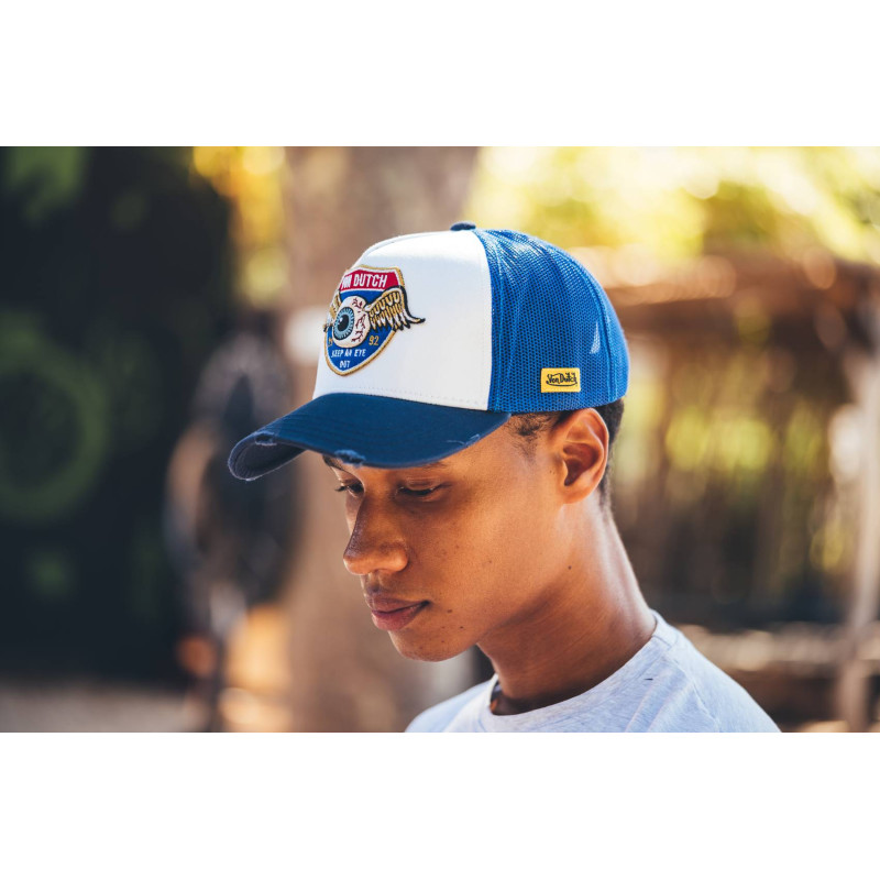 White and Blue High mesh baseball cap Vondutch - 5